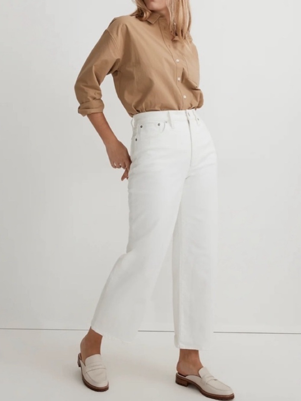Madewell Perfect Vintage wide-Leg Crop Jeans white petite